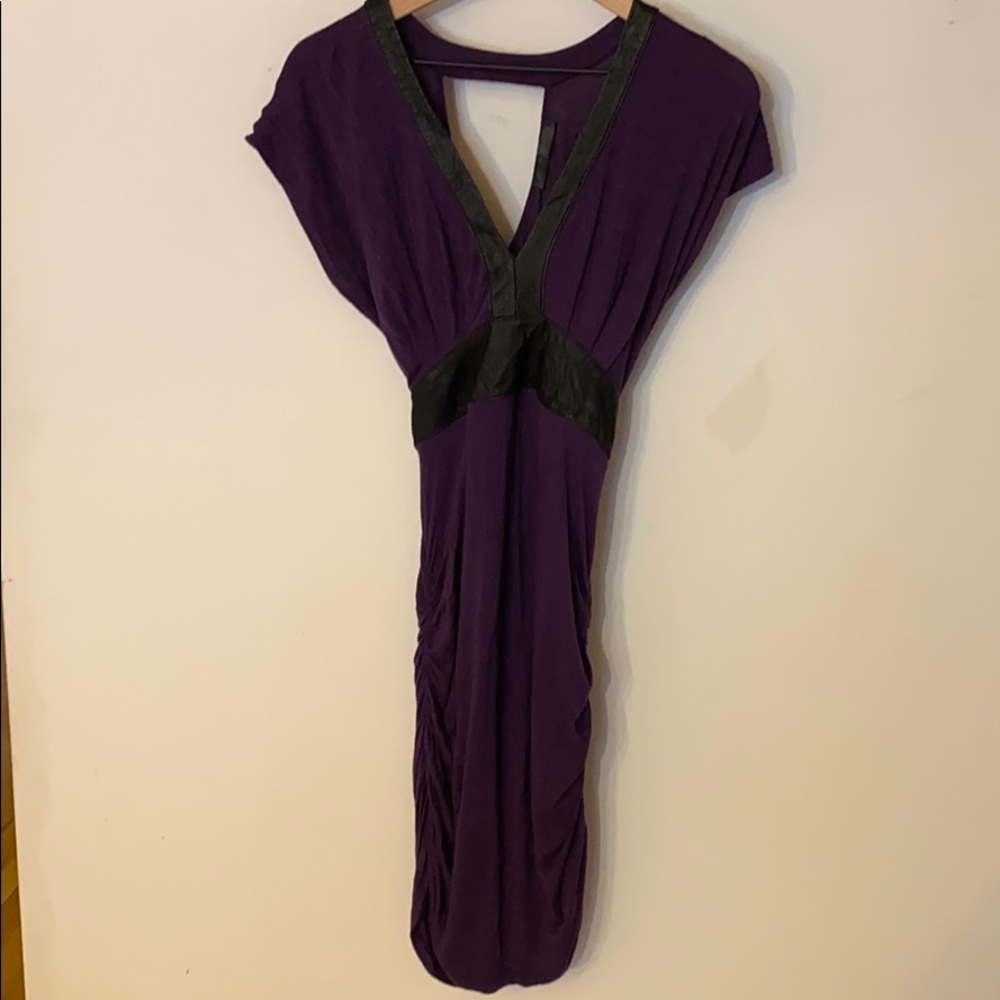 Back tie scrunched purple tunic